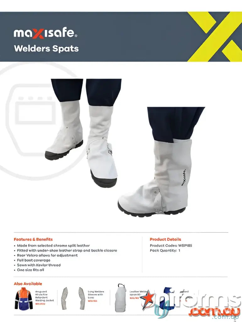 White leather welders spats for work uniforms and welders spats protection