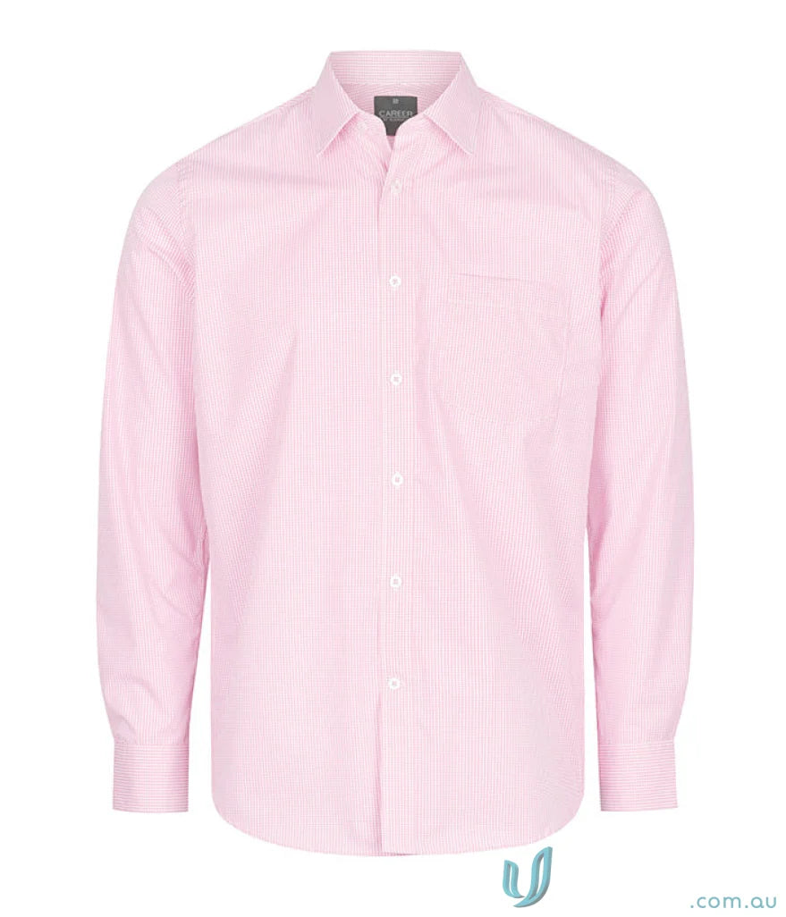 Pink Westgarth Gingham long-sleeve shirt, easy iron silk protein shirt for men