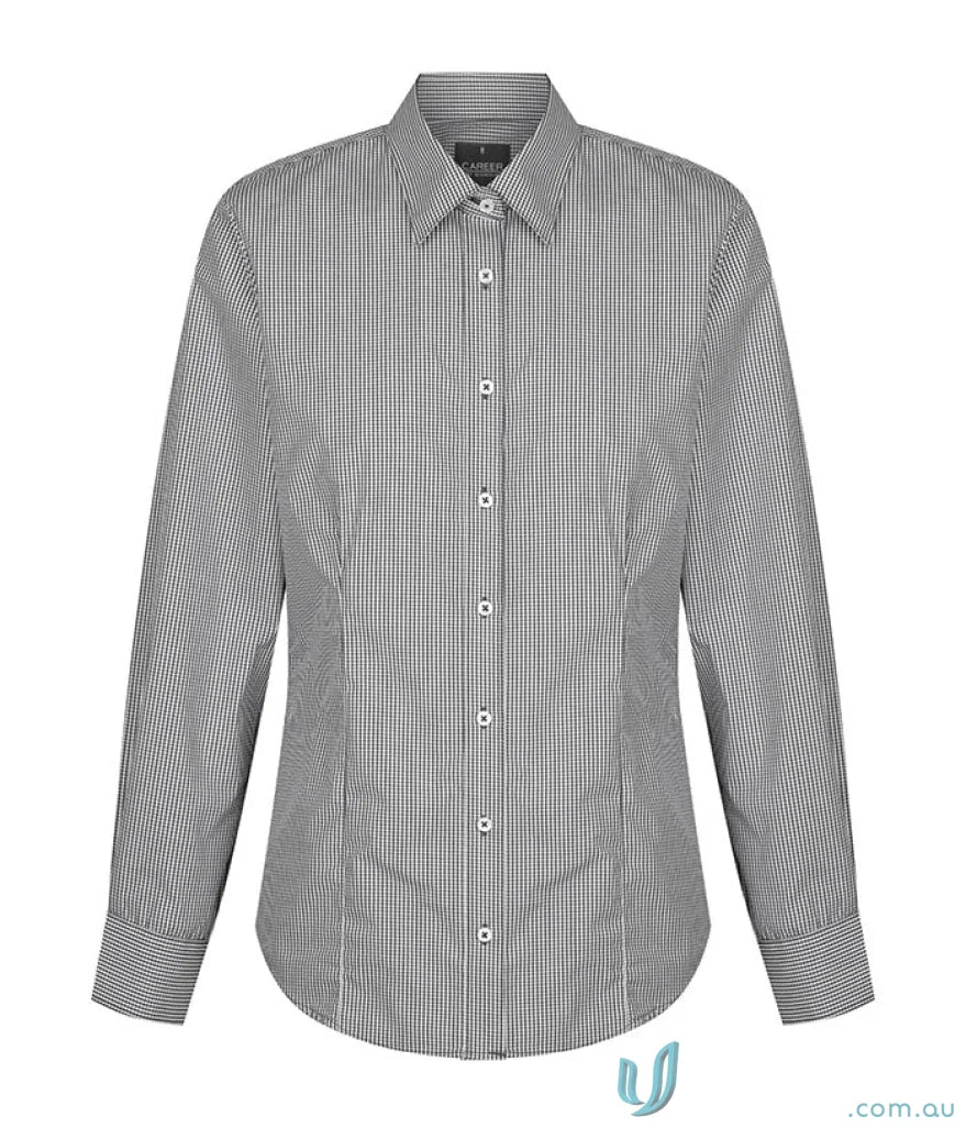 Westgarth Gingham LS Shirt with long sleeve stripes, easy iron, and silk protein fabric