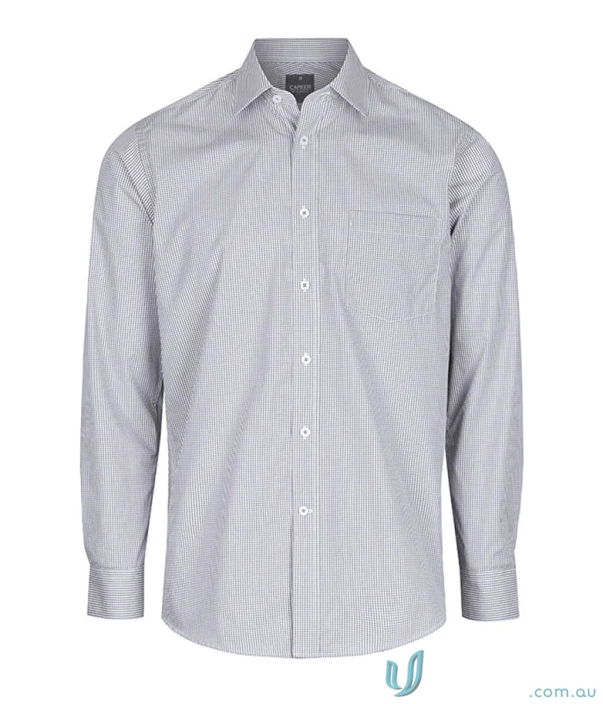 Westgarth Gingham silk protein shirt, easy iron long sleeve dress shirt
