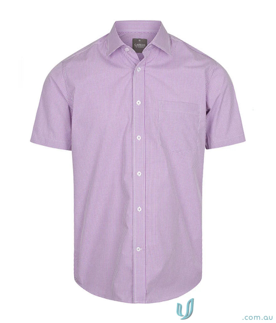 Lavender striped Westgarth 1637s Gingham SS Shirt with silk protein finish