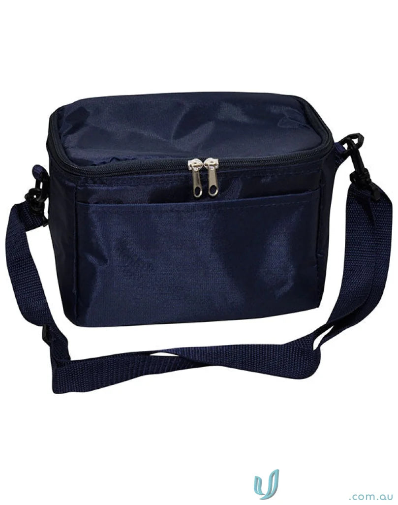 Navy blue B6001 cooler bag for drinks cools, part of Winning Spirit Gear with shoulder strap
