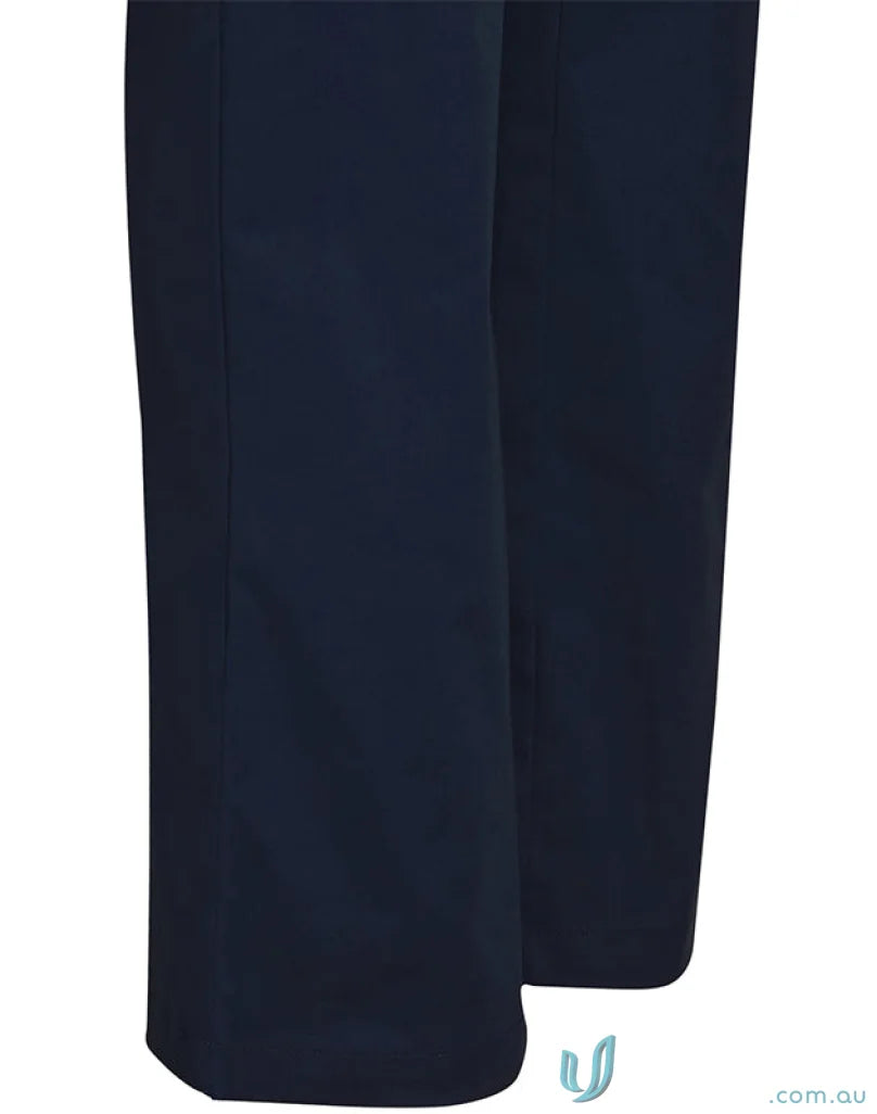 Navy blue trousers with semi elastic waist and elastic waist tie for comfort