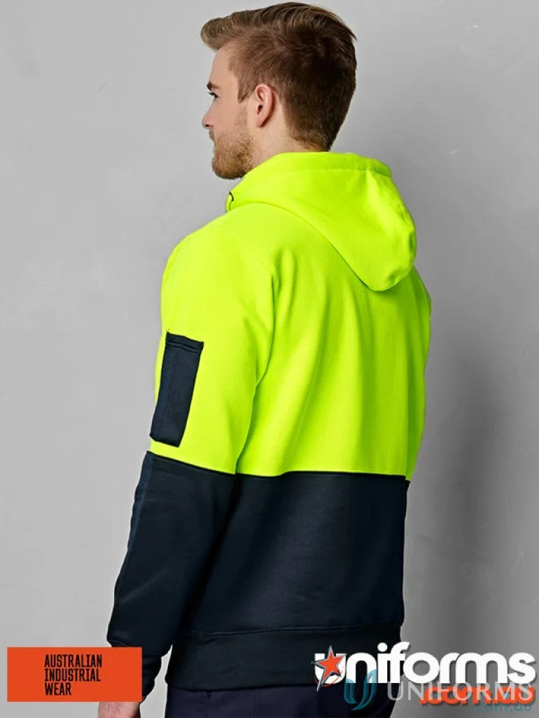Winning Spirit Hi-Vis Two-Tone Fleecy Hoodie with utility pocket on sleeve