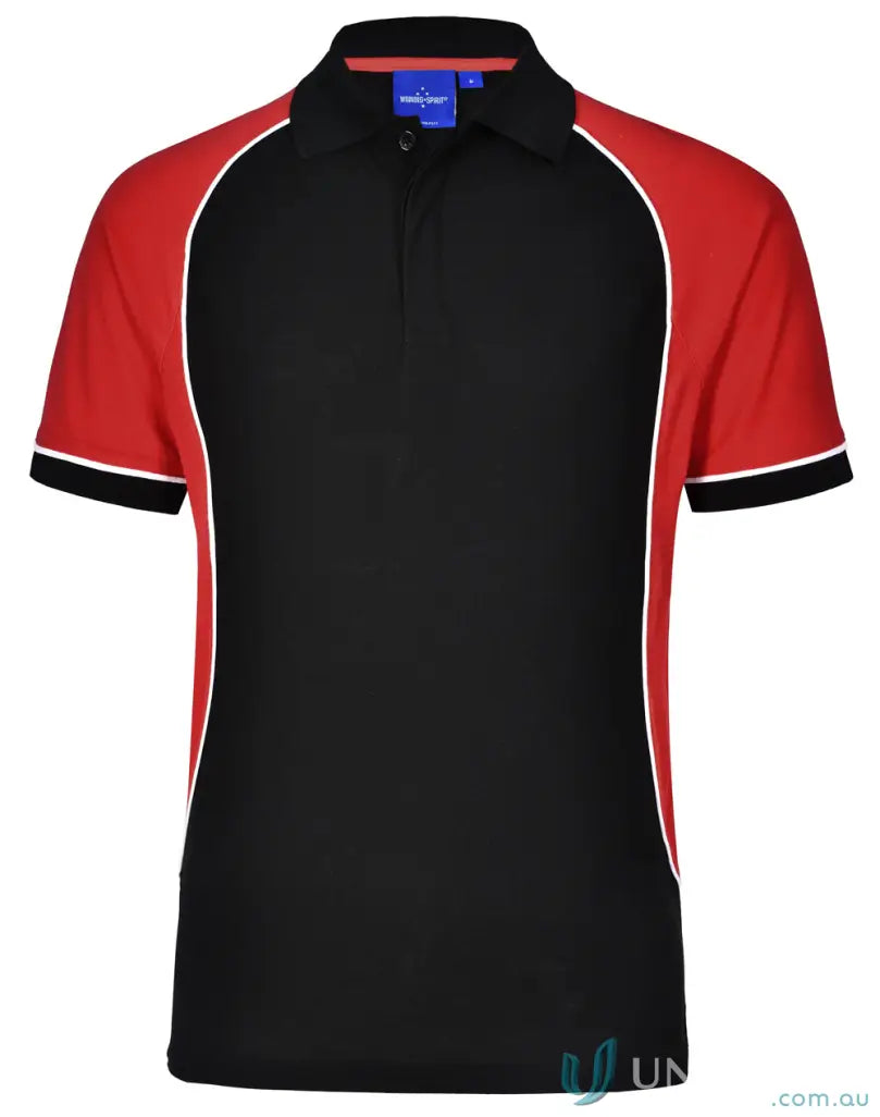 Winning Spirit Arena tri-colour short sleeve truedry® polo shirt in black and red