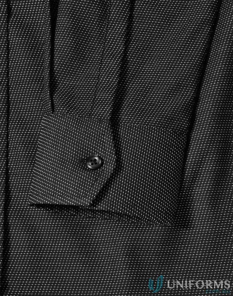 Dark textured shirt cuff with button from Winning Spirit Ascot Ladies Long Sleeve Dot Jacquard Stretch Shirt