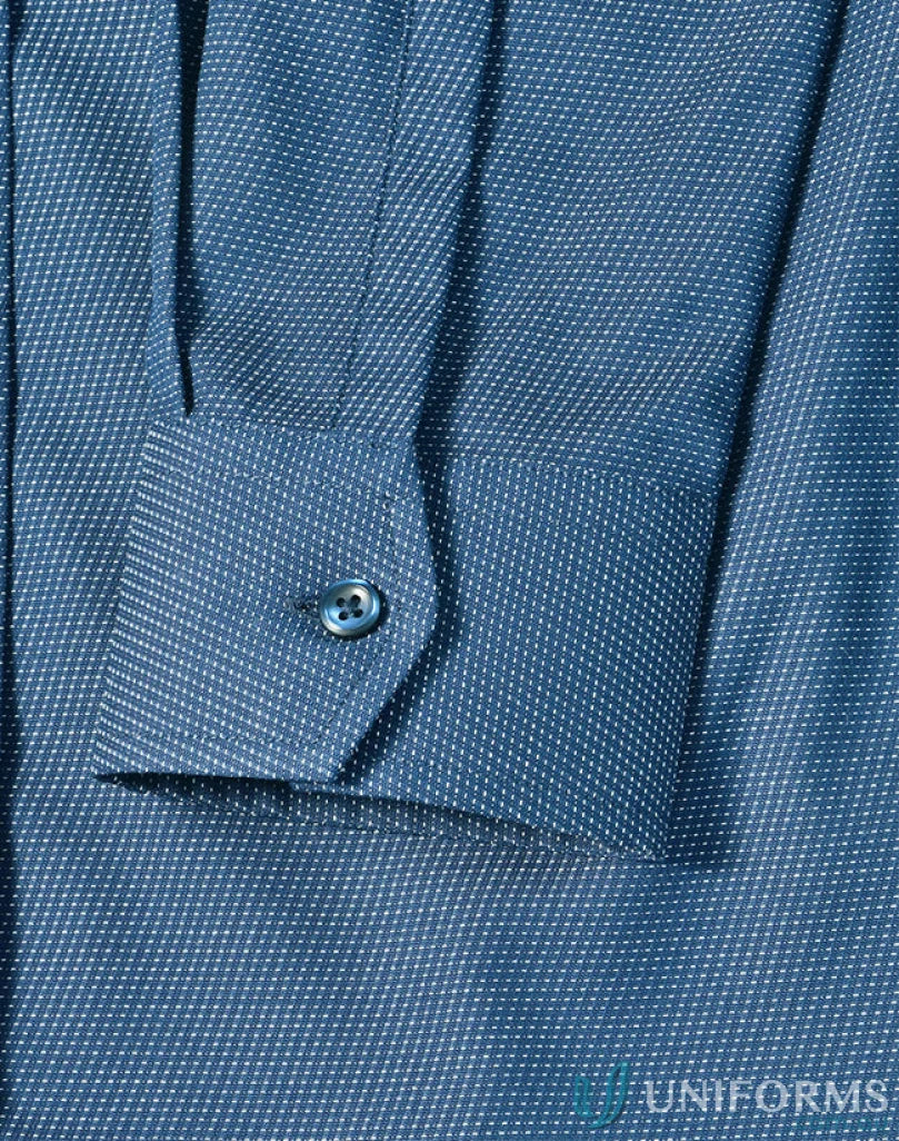 Blue patterned cuff from Winning Spirit Ascot Ladies Long Sleeve Dot Jacquard Stretch Shirt