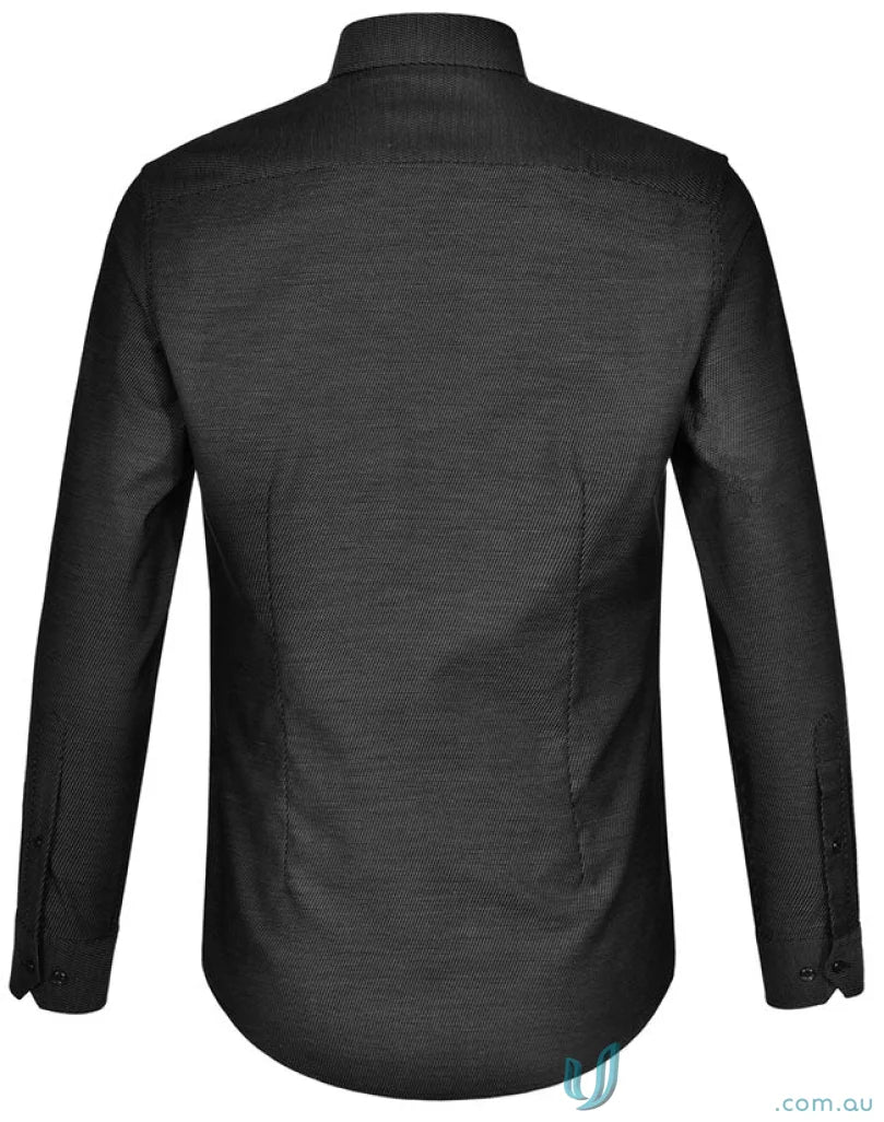 Black long-sleeved jacquard stretch shirt from Winning Spirit Ascot Men’s Long collection