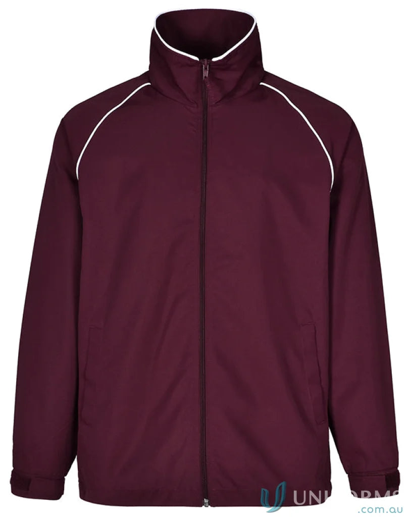 Maroon zip-up champion track jacket with white trim from Winning Spirit Champion Track Jacket