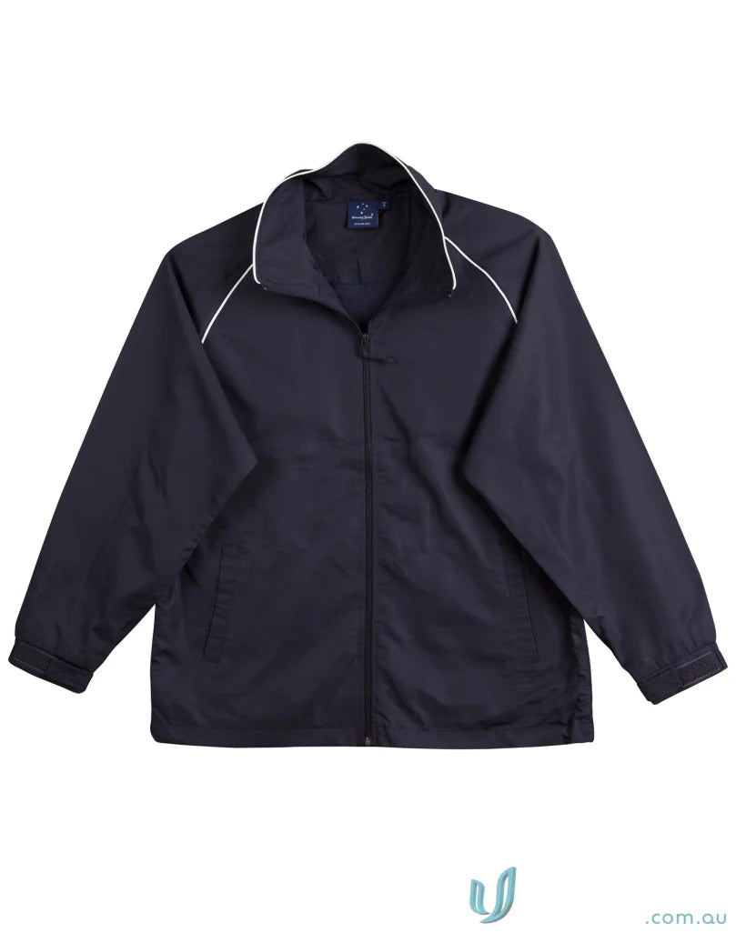 Navy blue Winning Spirit Champion Track Jacket with white trim, perfect unisex champion’s style