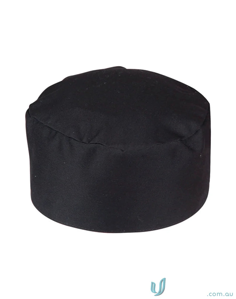 Black chef’s hat from Winning Spirit Chefs Cap for a professional appearance