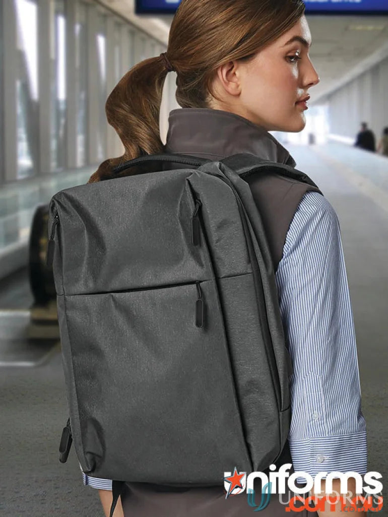Gray Winning Spirit Executive Heather Backpack with secure padded laptop section