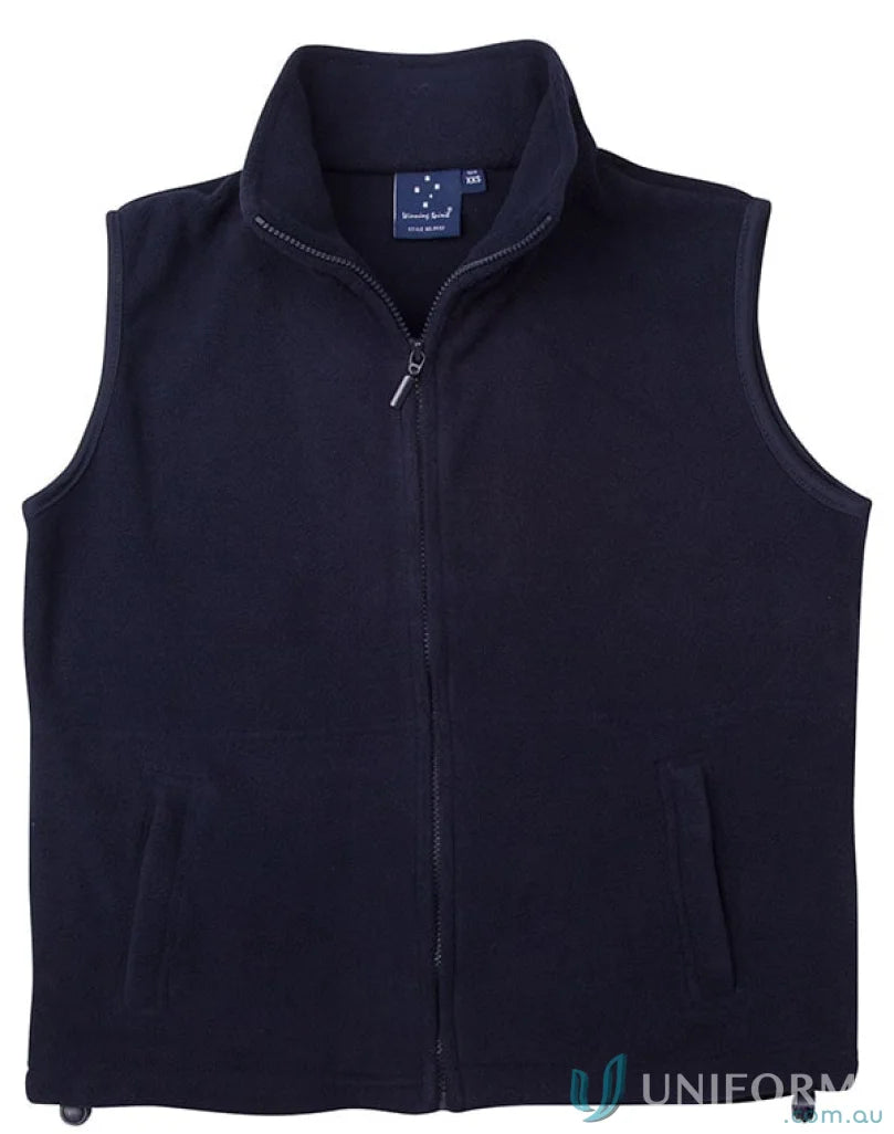 Navy blue Winning Spirit Freedom Polar Fleece Vest in anti-pill polar fleece style