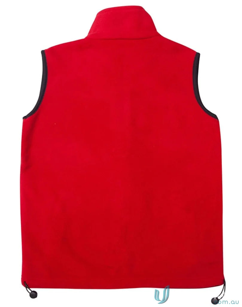 Winning Spirit Freedom Polar Fleece Vest featuring cozy red anti-pill polar fleece for warmth