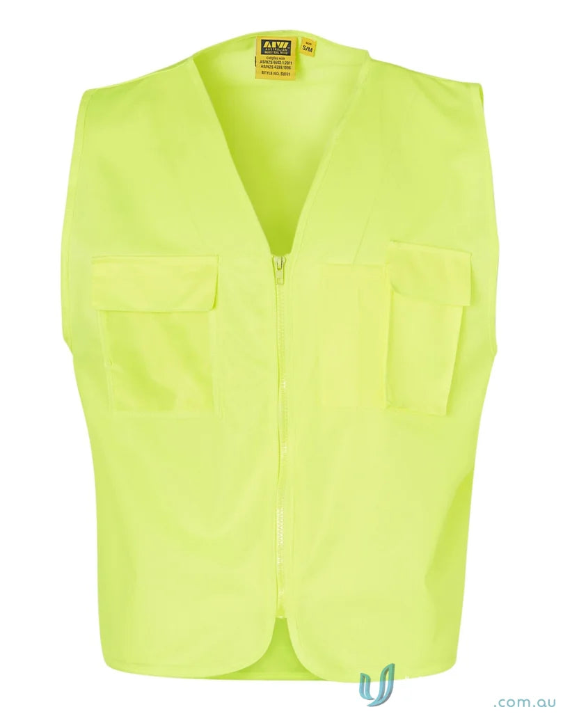 Winning Spirit SW41 Hi-Vis Safety Vest with Neon Yellow Color and Multiple Chest Pockets