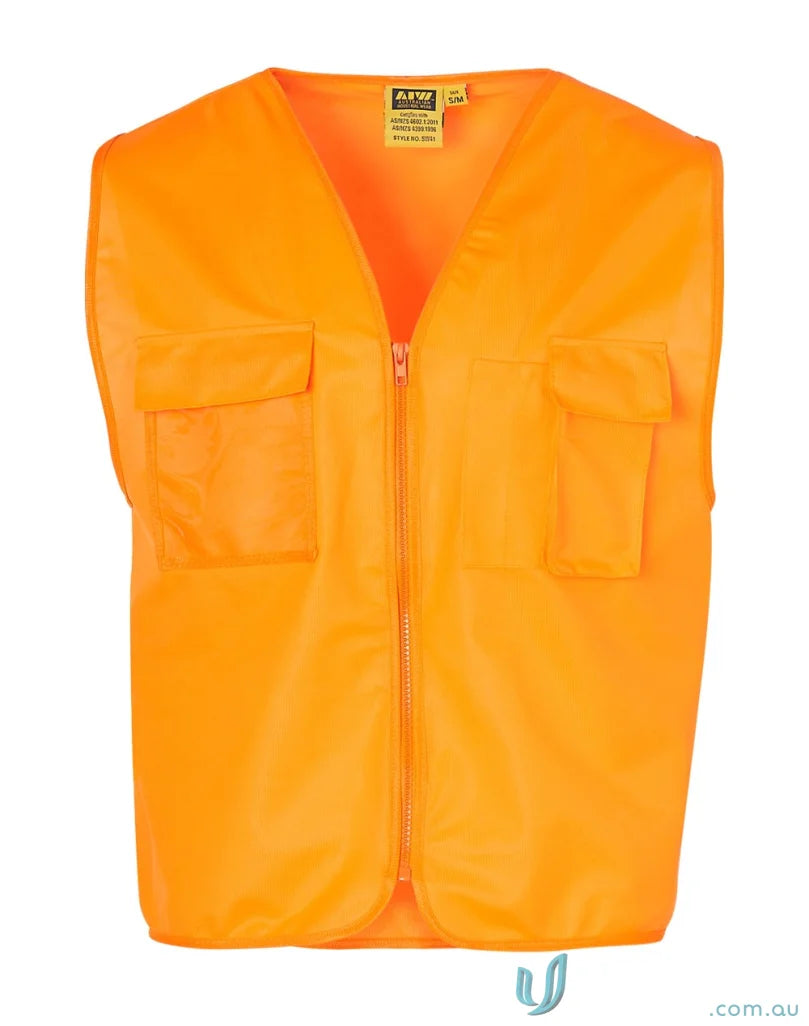 Winning Spirit SW41 HI-Vis Safety Vest with multiple chest pockets and orange safety vest