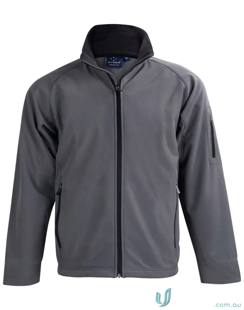 Gray Winning Spirit HiTech Softshell Jacket for jk23 mens softshell and wind-resistant work styles