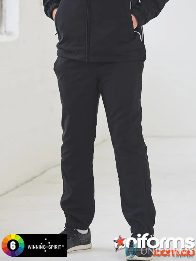 Kids Legend Warm Winning Spirit Kids zip-up leg openings black tracksuit pants