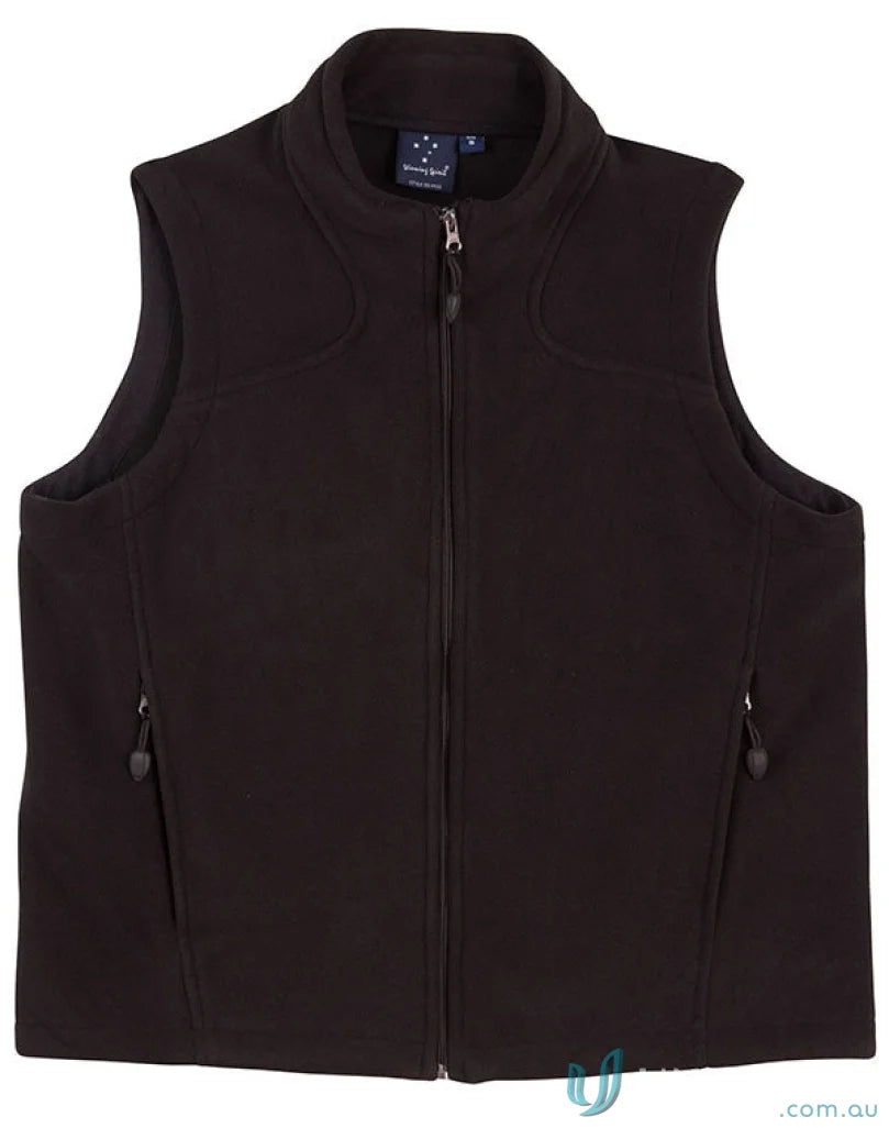 Black fleece vest with zipper from Winning Spirit Kids Micro Bonded Polar Fleece collection