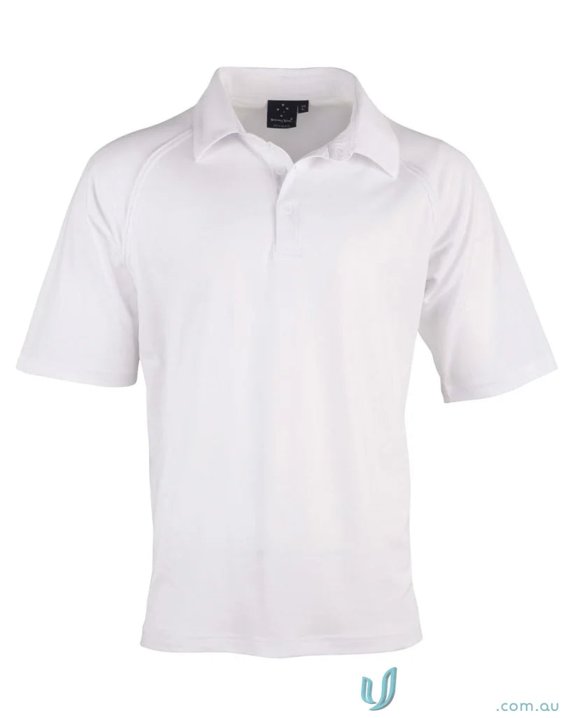 White short-sleeved kids cricket polo shirt from Winning Spirit Kids SS Cricket PS29K Truedry SS Cricket