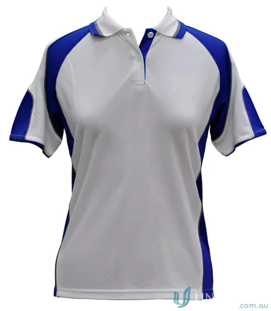 White and blue ladies cooldry Winning Spirit Ladies Cooldry Alliance Polo shirt for sporty style
