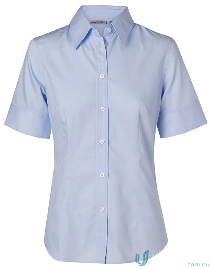Light blue winning spirit ladies lady’s fine twill S/S shirt M8030S for women