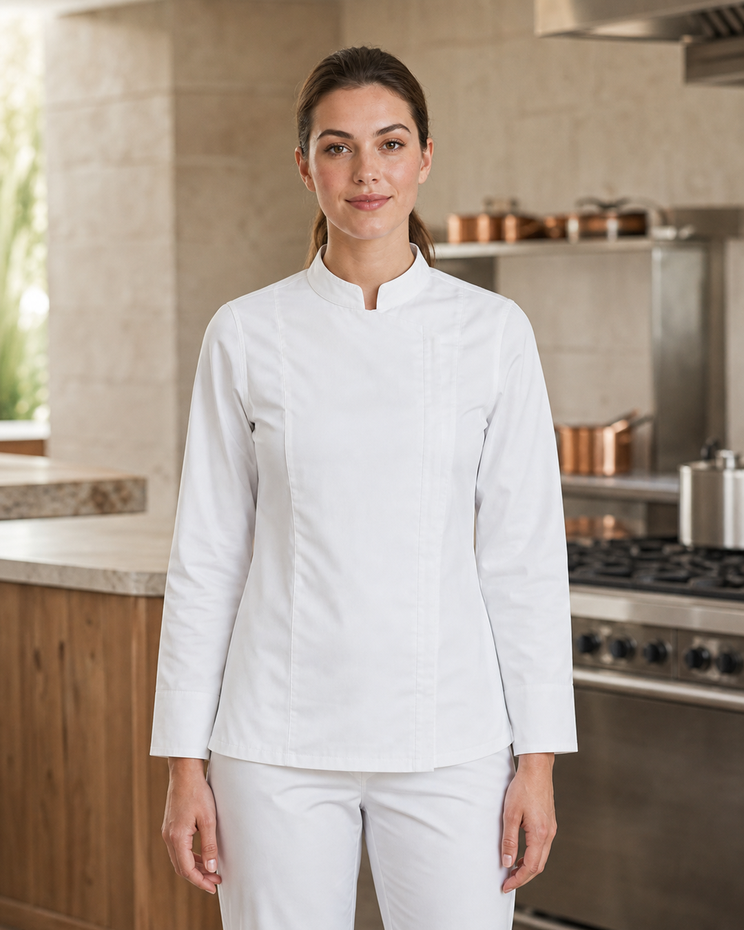 Winning Spirit Ladies Functional Chef Jacket in white