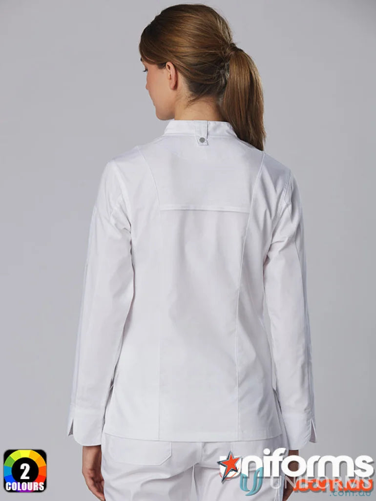 White medical uniform jacket from Winning Spirit Ladies functional chef jacket collection