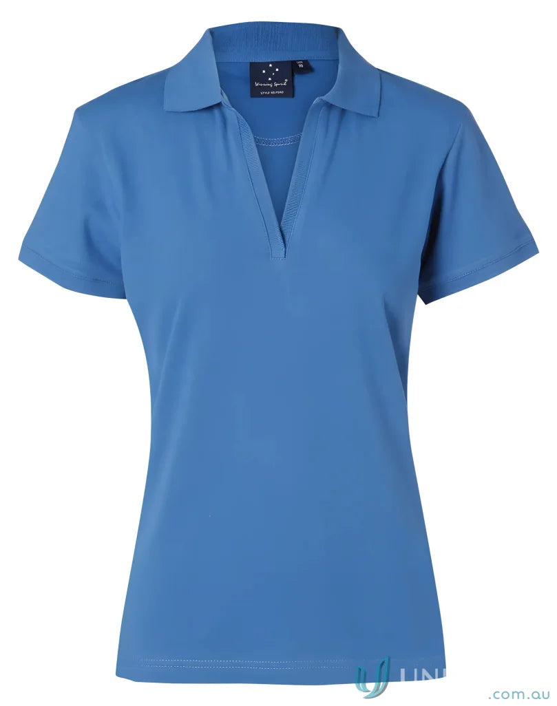 Blue Winning Spirit Ladies Longbeach Stretch Polo shirt for women, ps40 longbeach polo