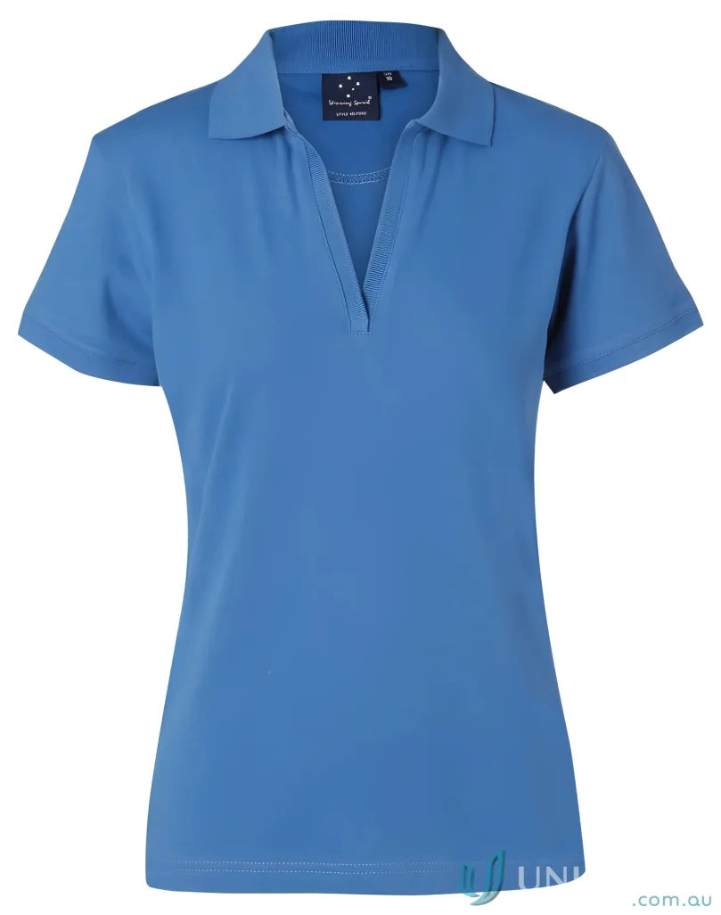Blue Winning Spirit Ladies Longbeach Stretch Polo shirt for women, PS40 Longbeach Polo style