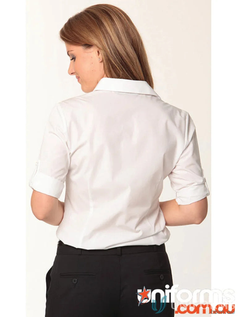White shirt from Winning Spirit Ladies Nano Tech 3Qtr Shirt with nano silk protein design