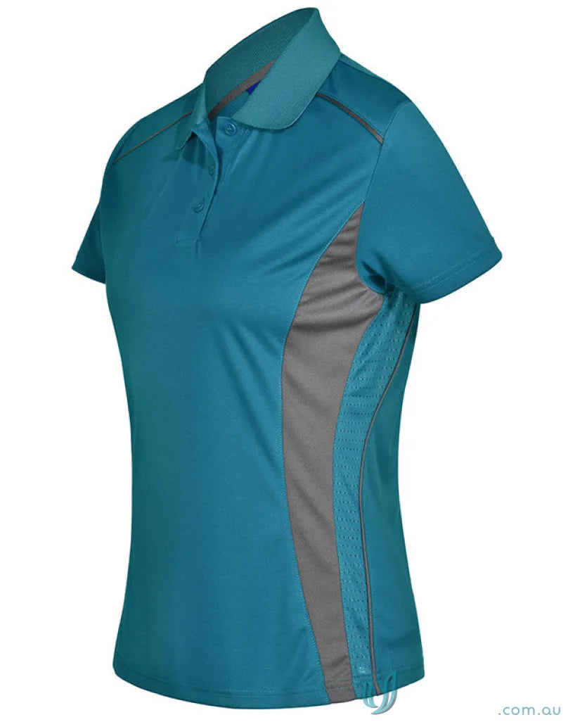 Teal Winning Spirit PS80 Pursuit Polo Lady with grey side panels and short sleeves