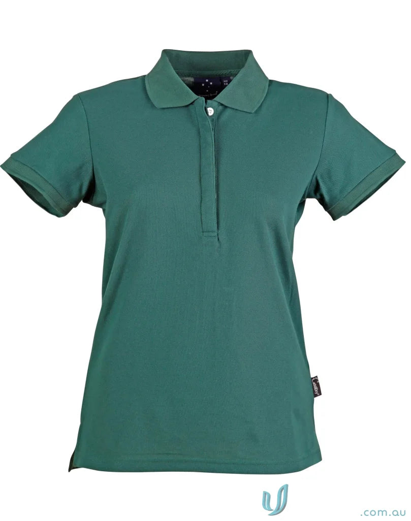 Green short-sleeved polo shirt from Winning Spirit Ladies TrueDry Connection Polo