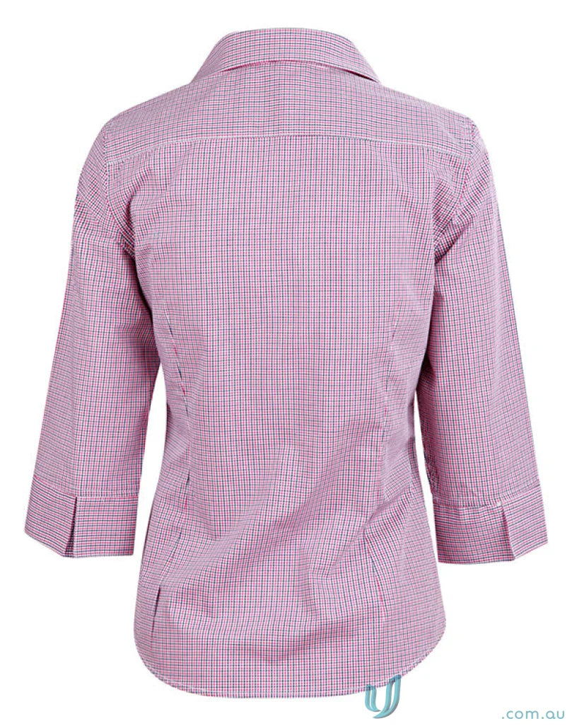 Pink and white checkered mini gingham sleeve shirt from Winning Spirit Ladies