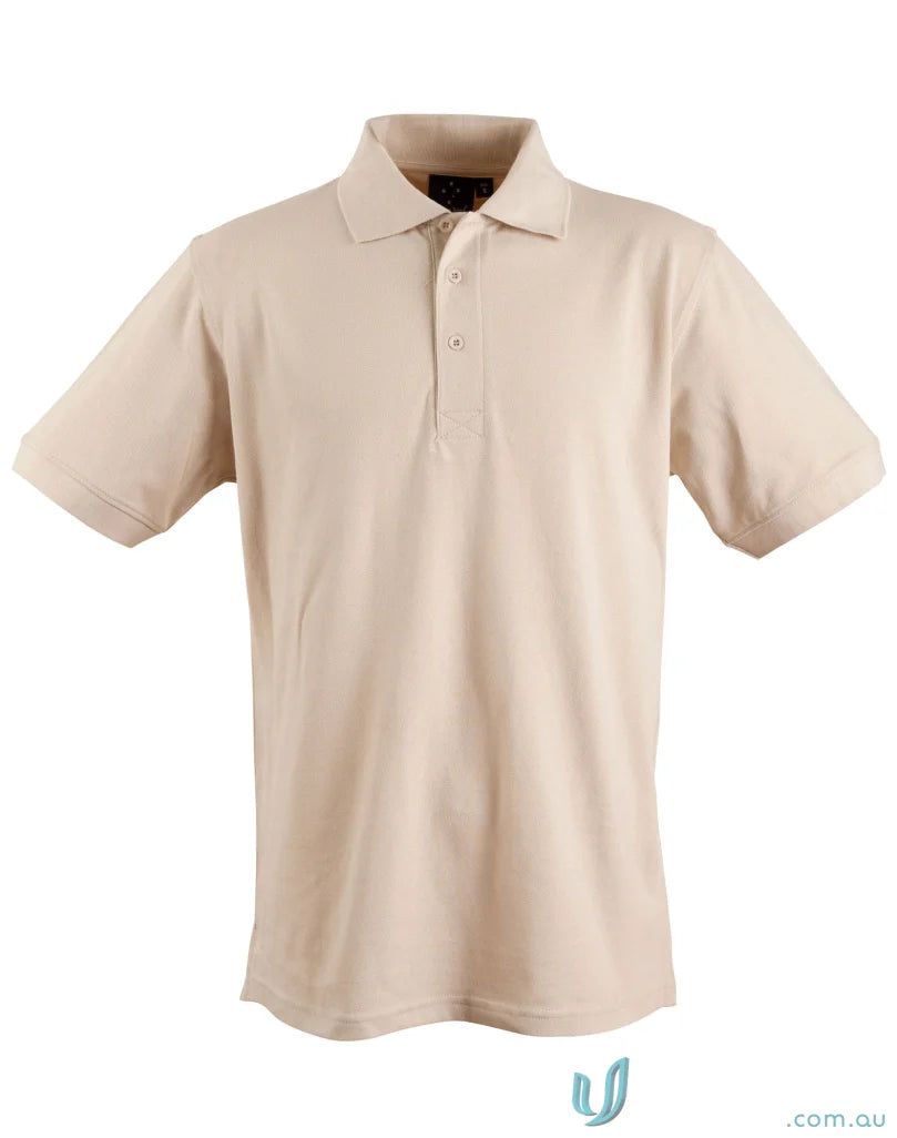 Beige ps39 Longbeach Polo shirt featuring Winning Spirit Cotton fabric for a classic look