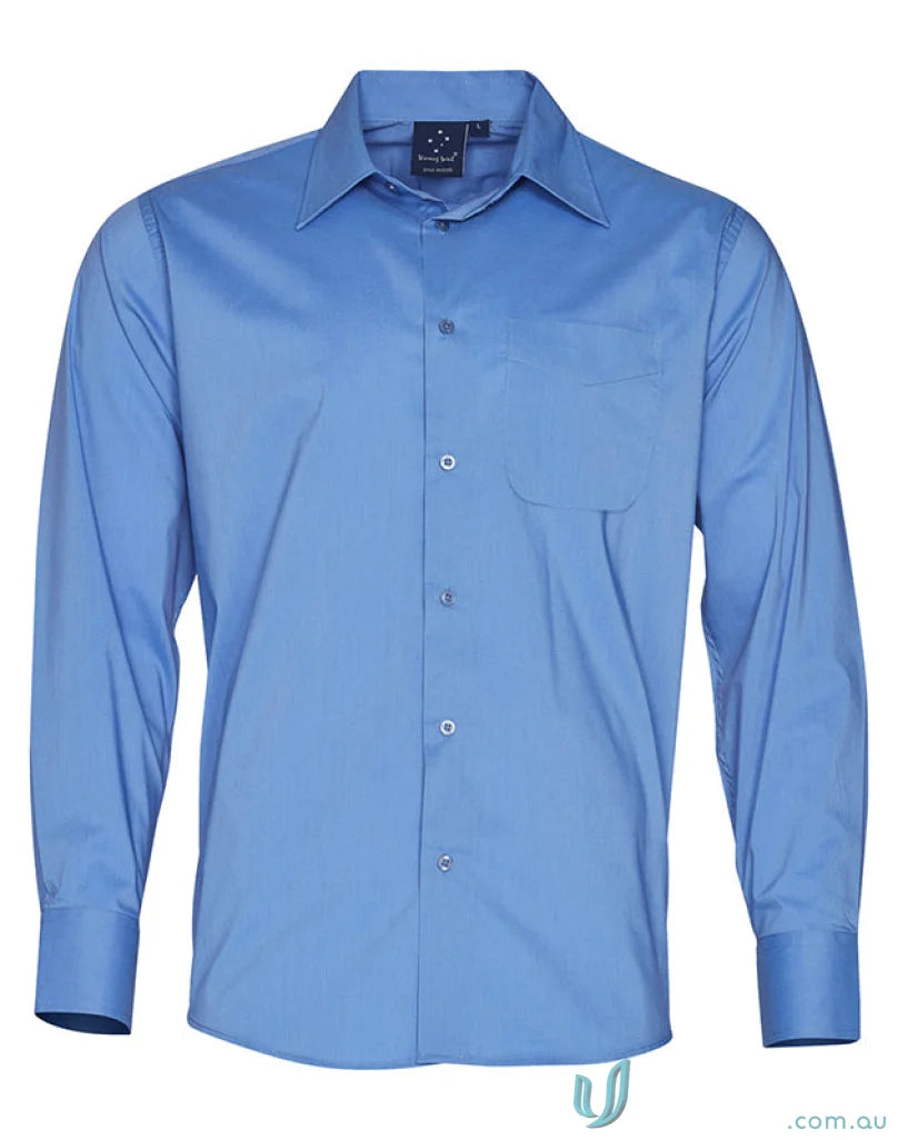 Blue long sleeve shirt from Winning Spirit Mens Executive LS Shirt with Teflon executive long fabric