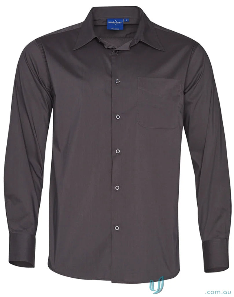 Gray long sleeve shirt from Winning Spirit Mens Executive LS Shirt, teflon executive long for men