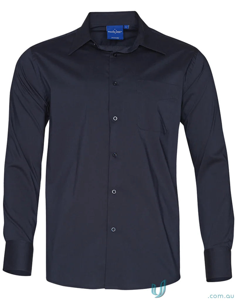 Navy blue men’s Teflon executive long sleeve shirt from Winning Spirit Mens Executive LS Shirt