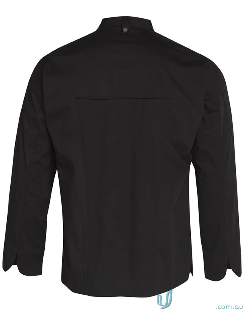 Black chef’s jacket from Winning Spirit Mens, a slick mens functional chef look