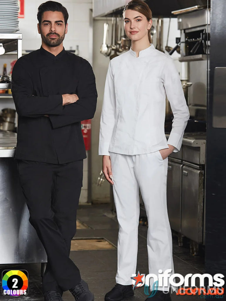 Black and white Chef uniforms on Winning Spirit Mens functional chef jacket for men