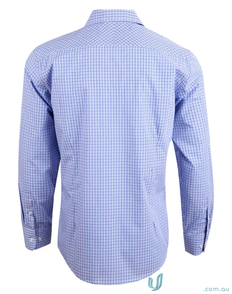 Blue checkered long sleeve shirt from Winning Spirit Mens multi-tone check long style