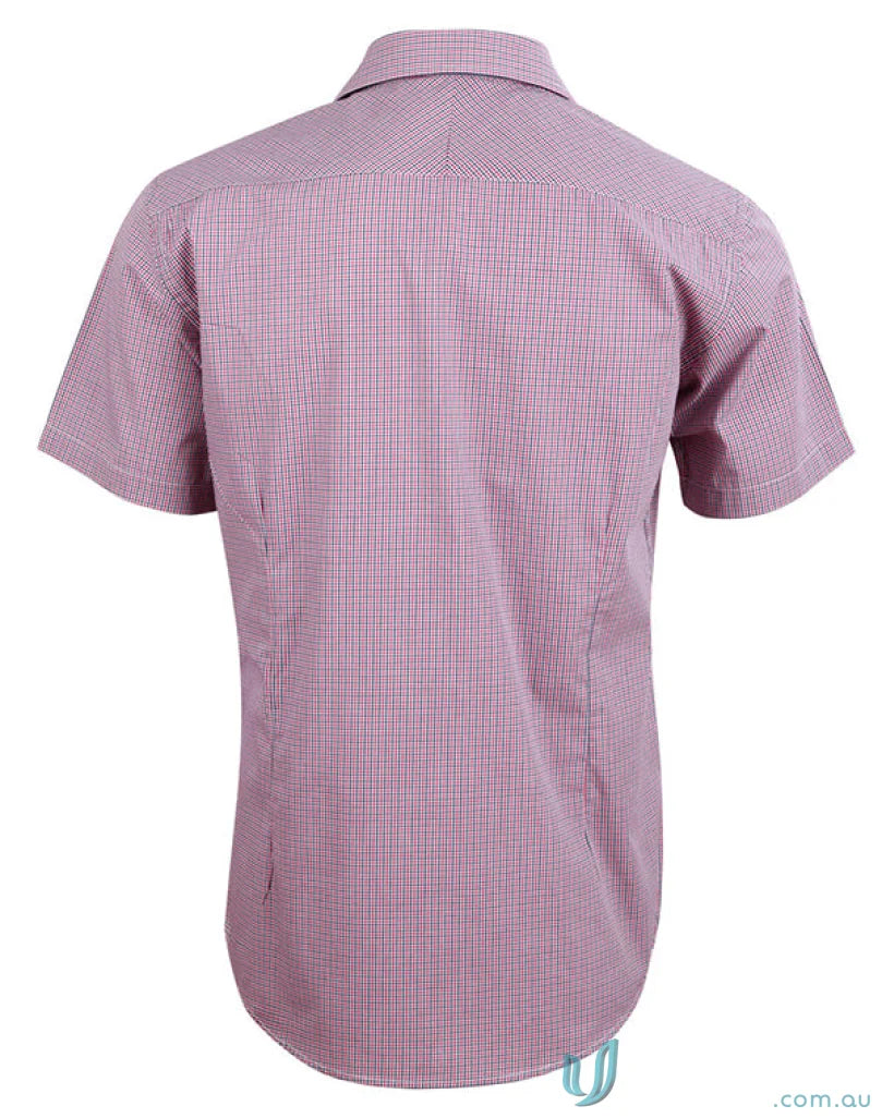 Winning Spirit Mini Gingham S/S Shirt in red and white checkered tone mini gingham