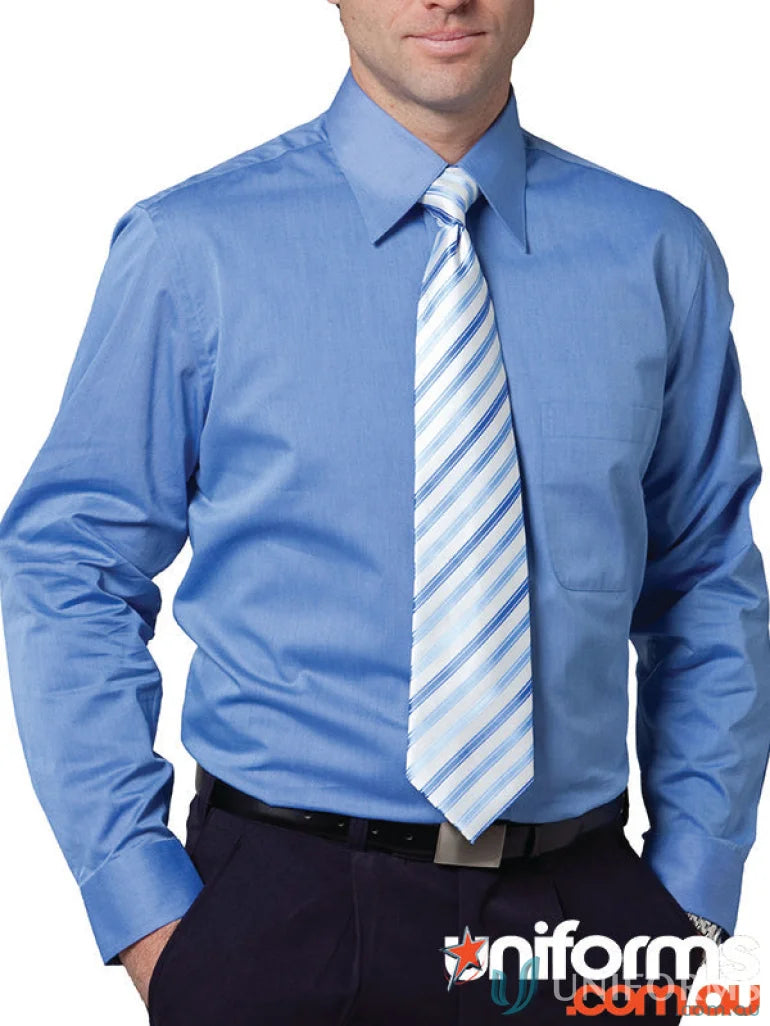 Blue dress shirt with striped tie from Winning Spirit Nano Tech Men’s Nano™ Tech line