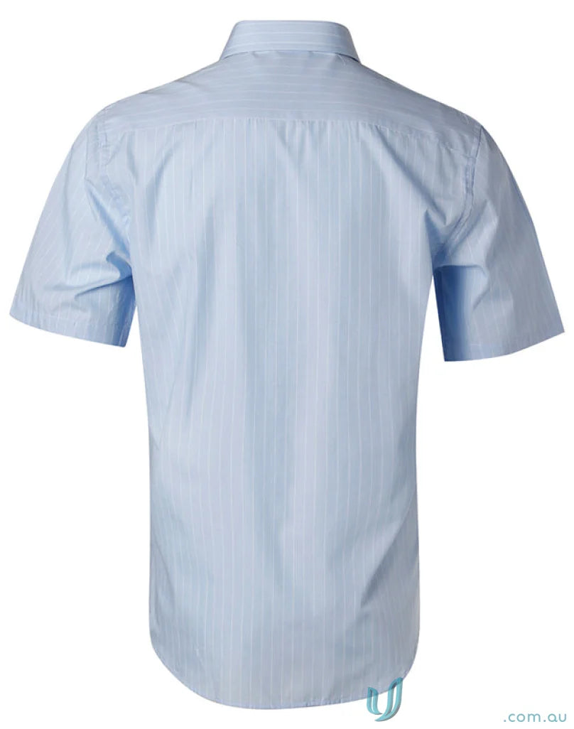 Light blue striped short-sleeved Winning Spirit Pinstripe SS Shirt for a stylish look