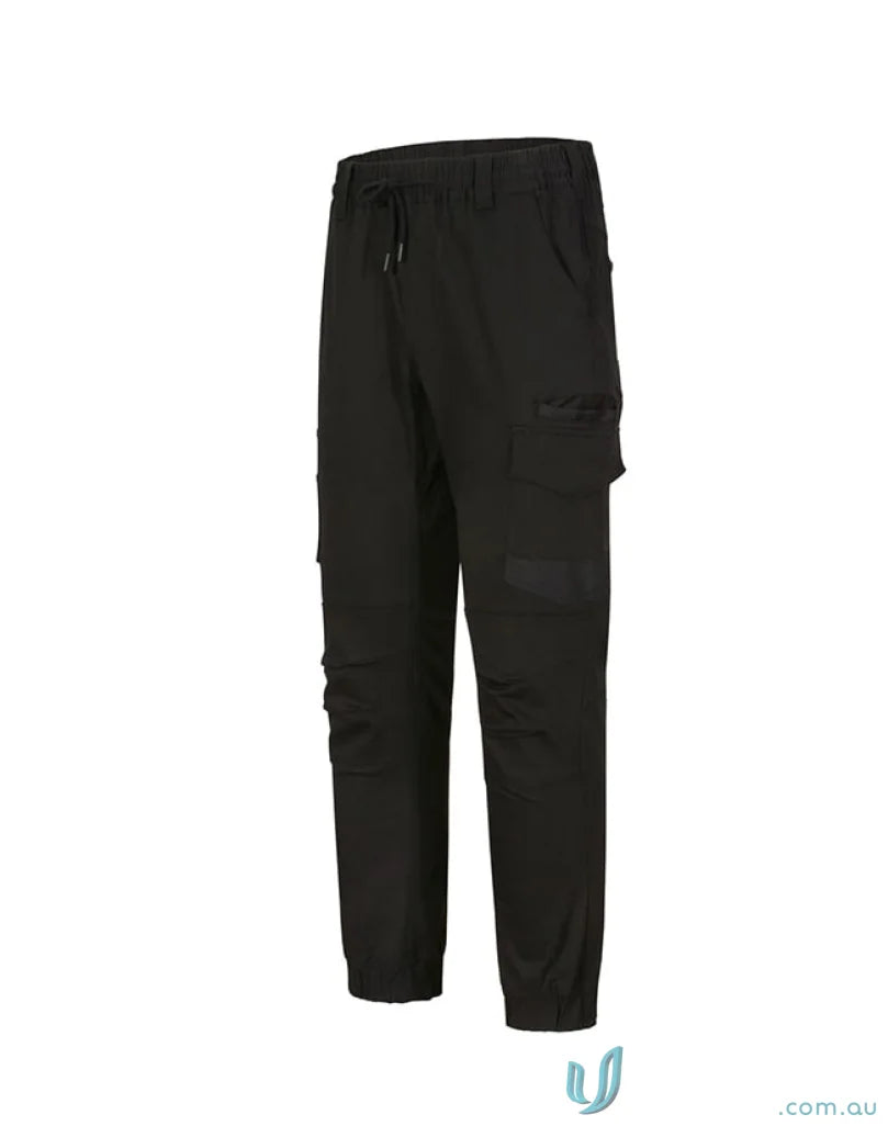 Black cargo pants from Winning Spirit’s unisex cotton stretch drill cuffed work pants collection