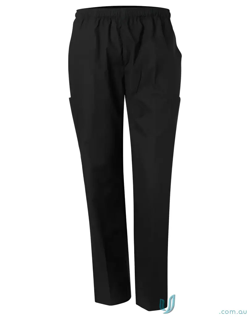 Black drawstring scrub pants with cargo pockets from Winning Spirit Unisex M9370 unisex scrub for healthcare professionals