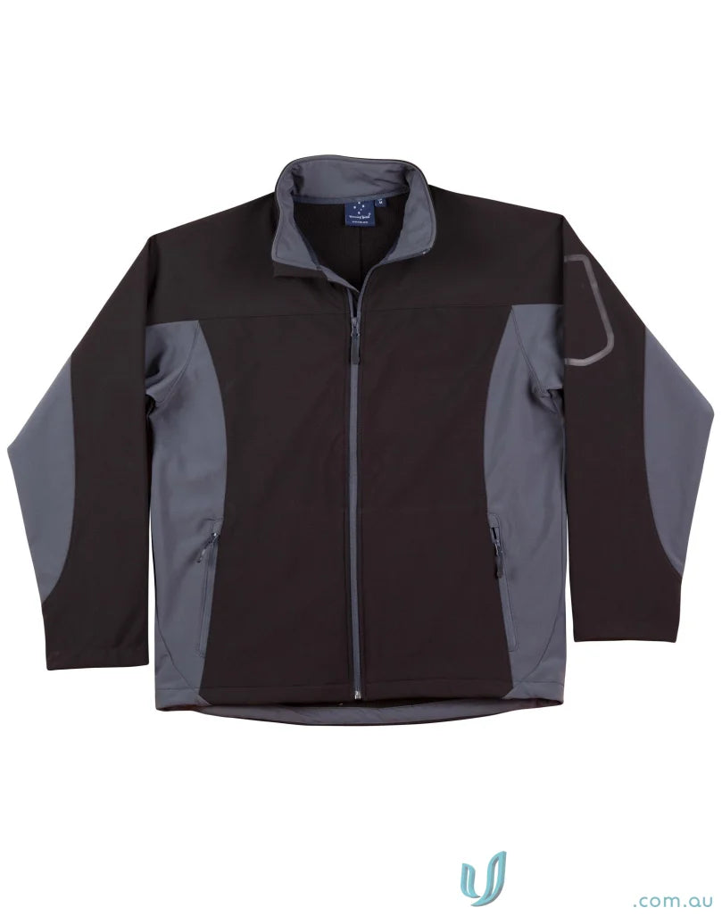 Black and gray Winning Spirit Whistler Softshell Jacket with bonded softshell fabric jk31 whistler