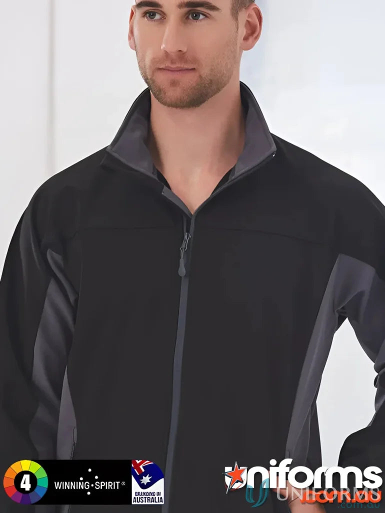 Winning Spirit Whistler Softshell Jacket with bonded softshell fabric in black and gray