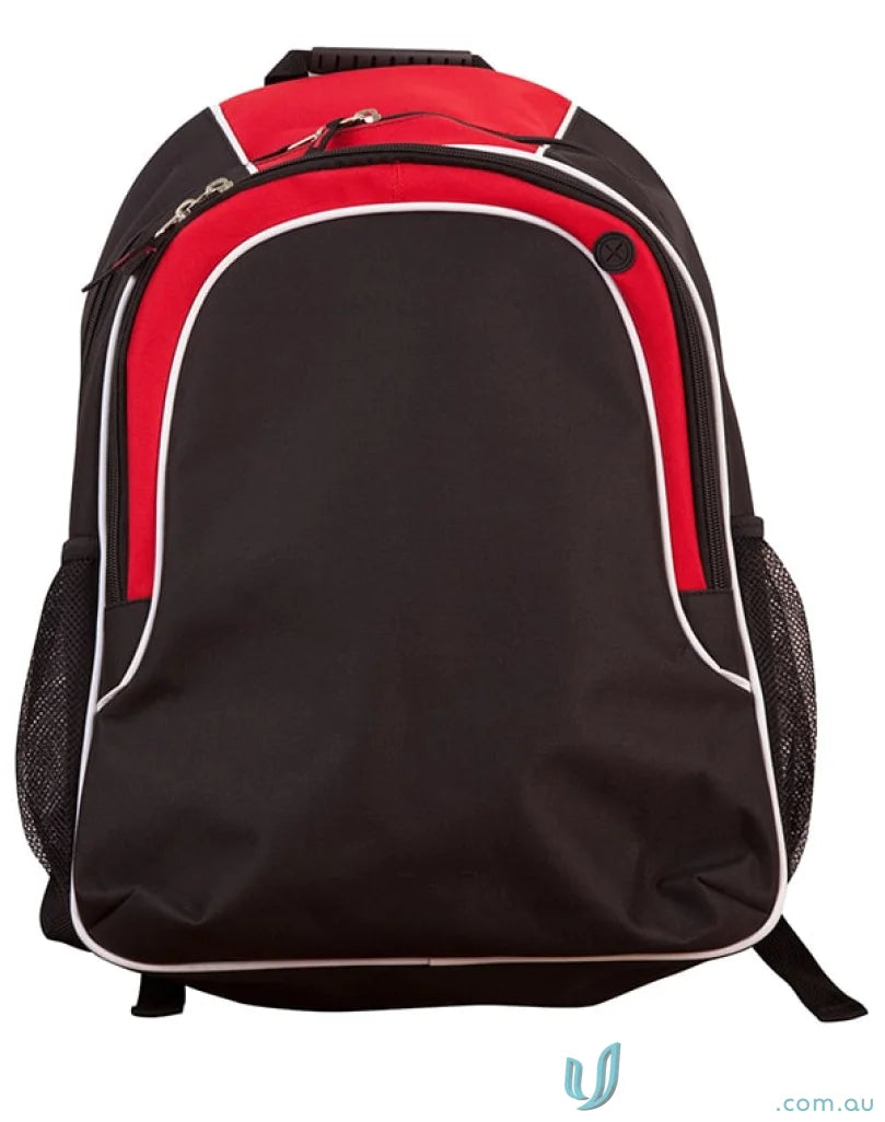 Black and red B5020 Winner Backpack with organizer pockets from Winning Spirit Winner