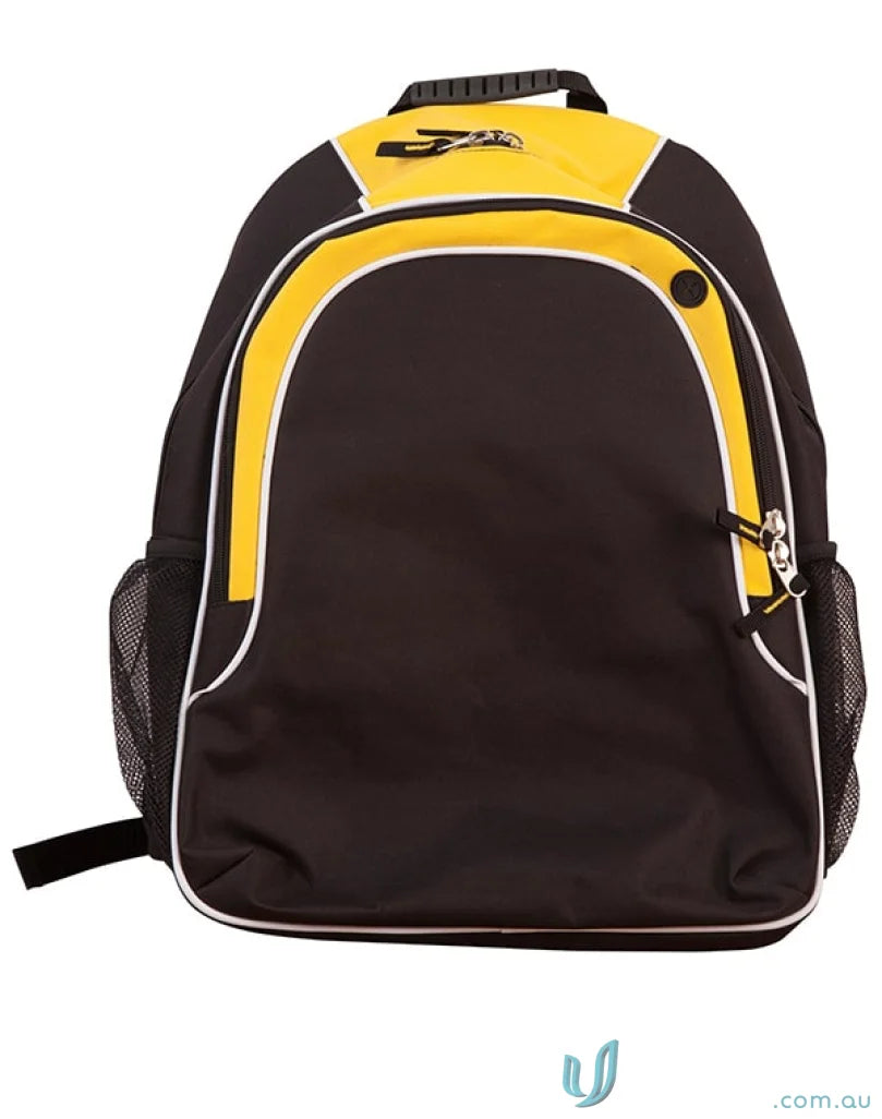 Black and yellow Winning Spirit Winner Backpack with organizer pockets b5020 winner backpack
